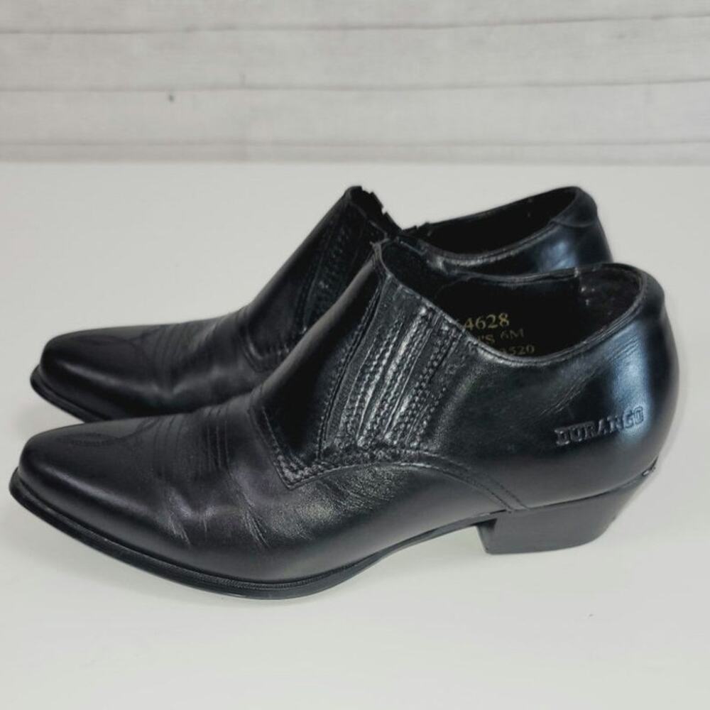 Durango Crush Low Cut Leather Western Ankle Boots in Black, sz 6.5